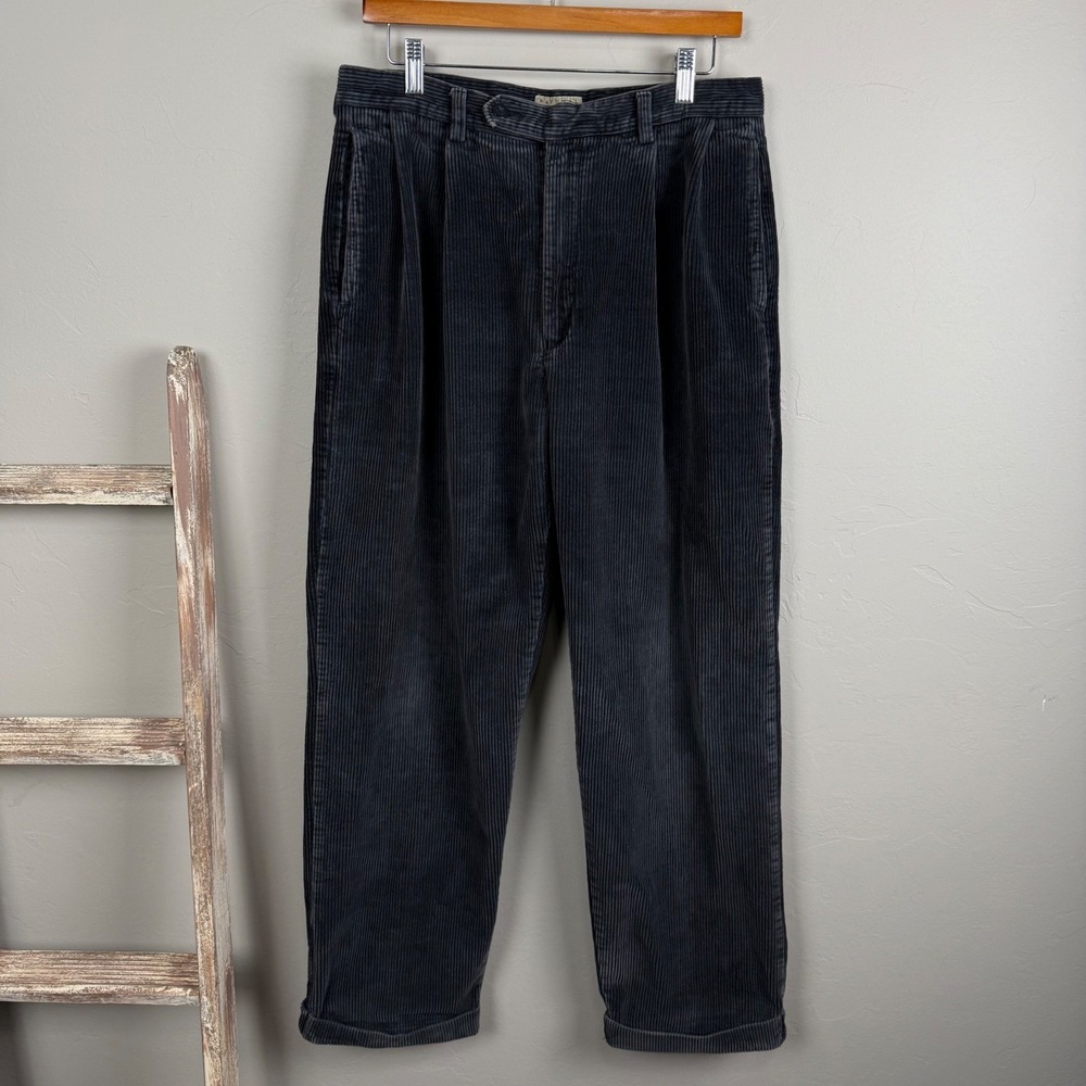 Vntg Natural Issue Black Faded Corduroy Baggy Pants 32x30